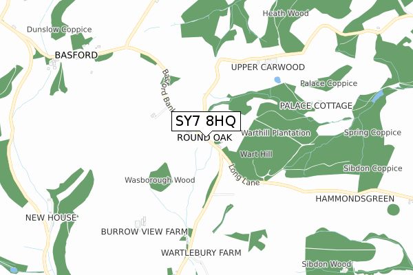SY7 8HQ map - small scale - OS Open Zoomstack (Ordnance Survey)