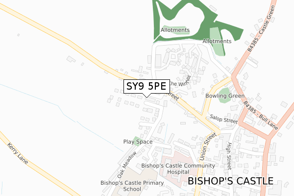 SY9 5PE map - large scale - OS Open Zoomstack (Ordnance Survey)