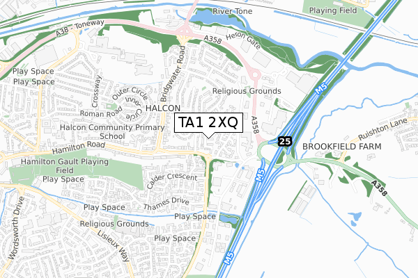 TA1 2XQ map - small scale - OS Open Zoomstack (Ordnance Survey) TA1 2XQ map - small scale - OS Open Zoomstack (Ordnance Survey)