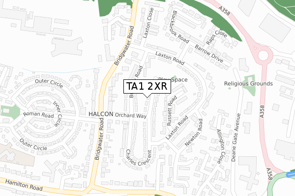TA1 2XR map - large scale - OS Open Zoomstack (Ordnance Survey)