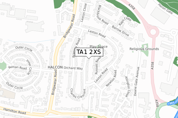 TA1 2XS map - large scale - OS Open Zoomstack (Ordnance Survey) TA1 2XS map - large scale - OS Open Zoomstack (Ordnance Survey)