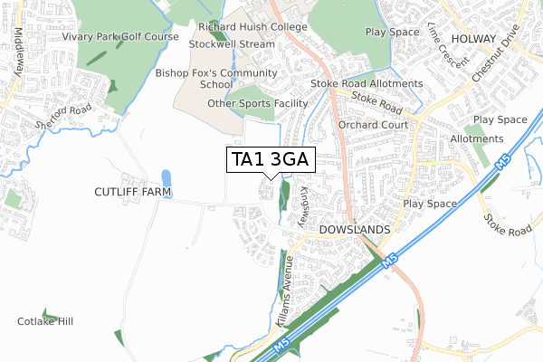 TA1 3GA map - small scale - OS Open Zoomstack (Ordnance Survey) TA1 3GA map - small scale - OS Open Zoomstack (Ordnance Survey)