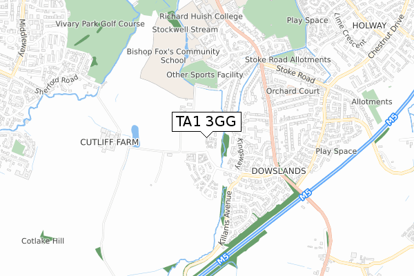 TA1 3GG map - small scale - OS Open Zoomstack (Ordnance Survey) TA1 3GG map - small scale - OS Open Zoomstack (Ordnance Survey)