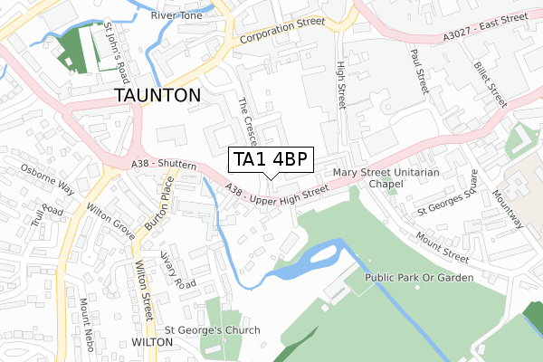 TA1 4BP map - large scale - OS Open Zoomstack (Ordnance Survey)