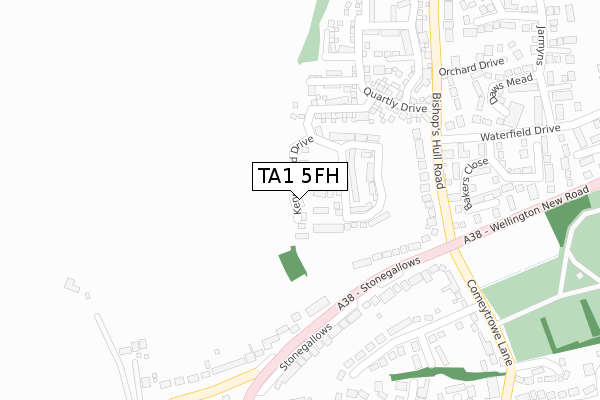 TA1 5FH map - large scale - OS Open Zoomstack (Ordnance Survey)