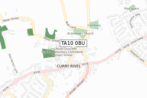 TA10 0BU map - large scale - OS Open Zoomstack (Ordnance Survey)