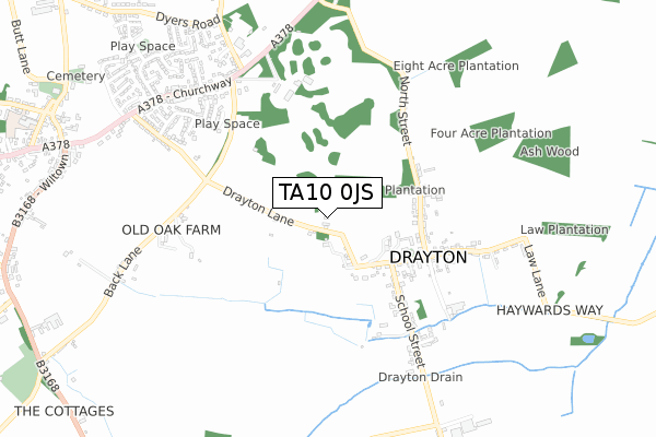 TA10 0JS map - small scale - OS Open Zoomstack (Ordnance Survey)