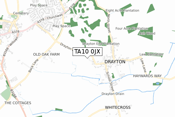 TA10 0JX map - small scale - OS Open Zoomstack (Ordnance Survey)