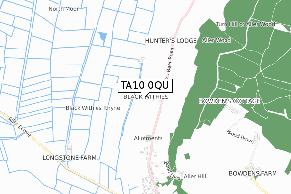 TA10 0QU map - small scale - OS Open Zoomstack (Ordnance Survey)