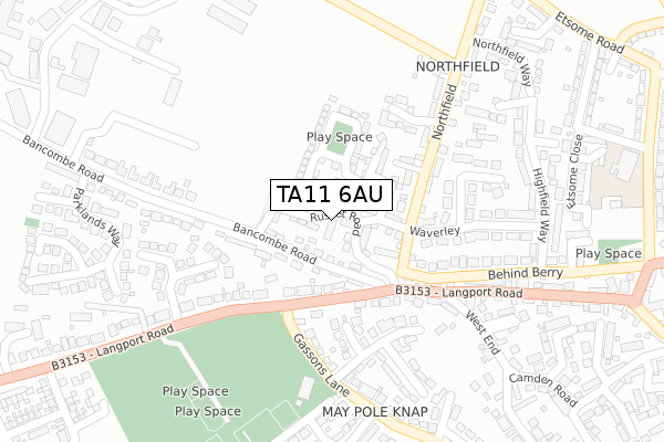 TA11 6AU map - large scale - OS Open Zoomstack (Ordnance Survey)