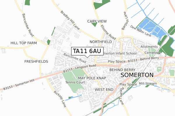 TA11 6AU map - small scale - OS Open Zoomstack (Ordnance Survey)