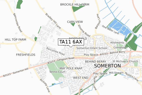 TA11 6AX map - small scale - OS Open Zoomstack (Ordnance Survey) TA11 6AX map - small scale - OS Open Zoomstack (Ordnance Survey)