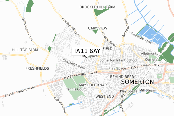 TA11 6AY map - small scale - OS Open Zoomstack (Ordnance Survey)