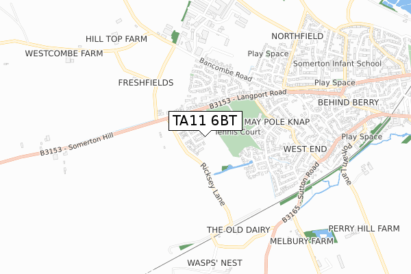 TA11 6BT map - small scale - OS Open Zoomstack (Ordnance Survey)