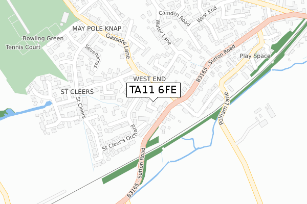 TA11 6FE map - large scale - OS Open Zoomstack (Ordnance Survey)