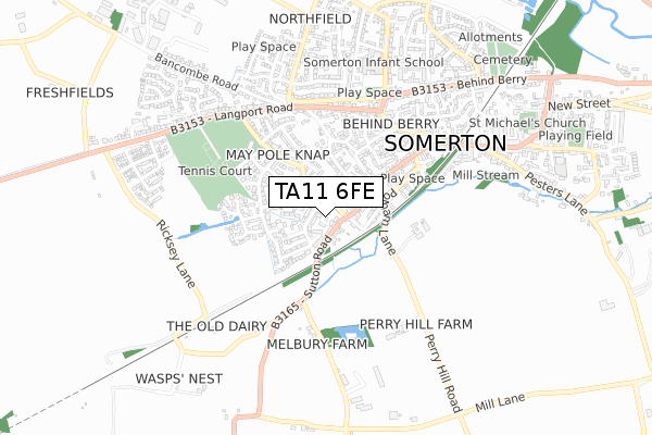 TA11 6FE map - small scale - OS Open Zoomstack (Ordnance Survey)