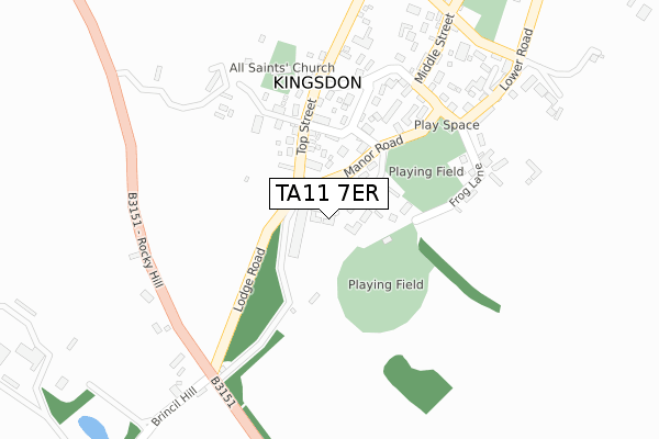 TA11 7ER map - large scale - OS Open Zoomstack (Ordnance Survey)