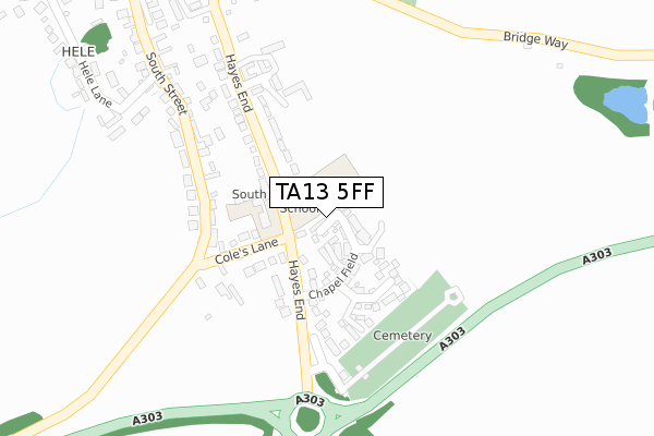 TA13 5FF map - large scale - OS Open Zoomstack (Ordnance Survey)
