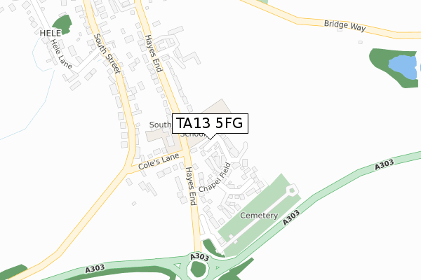 TA13 5FG map - large scale - OS Open Zoomstack (Ordnance Survey)