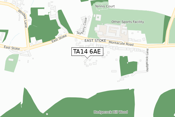 TA14 6AE map - large scale - OS Open Zoomstack (Ordnance Survey)