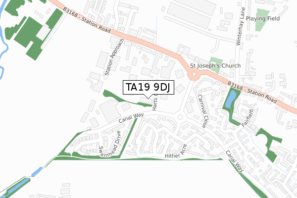 TA19 9DJ map - large scale - OS Open Zoomstack (Ordnance Survey)