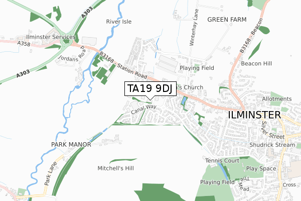 TA19 9DJ map - small scale - OS Open Zoomstack (Ordnance Survey)