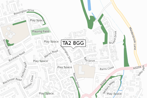 TA2 8GG map - large scale - OS Open Zoomstack (Ordnance Survey) TA2 8GG map - large scale - OS Open Zoomstack (Ordnance Survey)