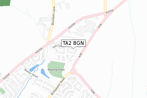 TA2 8GN map - large scale - OS Open Zoomstack (Ordnance Survey)