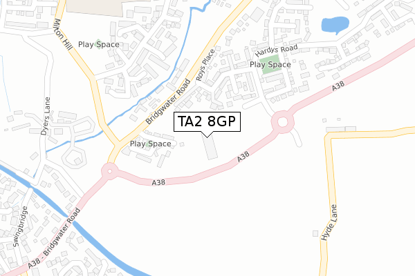 TA2 8GP map - large scale - OS Open Zoomstack (Ordnance Survey)
