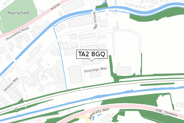 TA2 8GQ map - large scale - OS Open Zoomstack (Ordnance Survey)