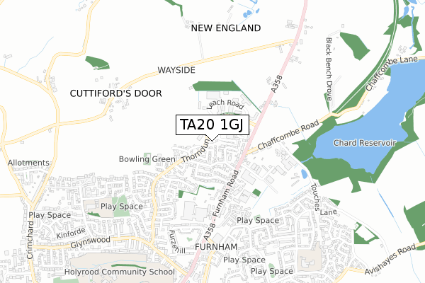 TA20 1GJ map - small scale - OS Open Zoomstack (Ordnance Survey)