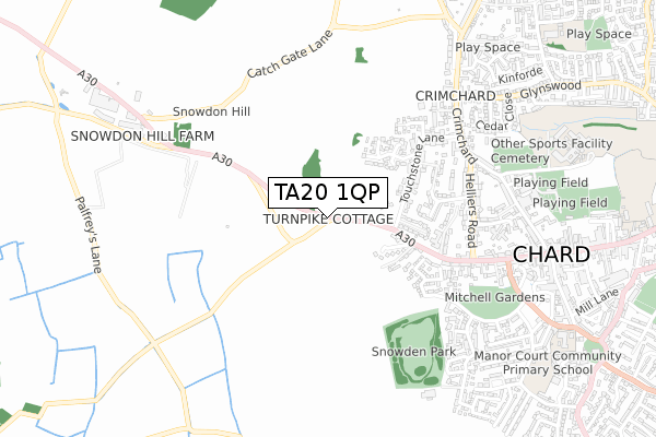 TA20 1QP map - small scale - OS Open Zoomstack (Ordnance Survey)