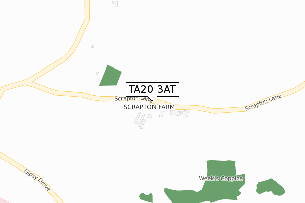 TA20 3AT map - large scale - OS Open Zoomstack (Ordnance Survey)