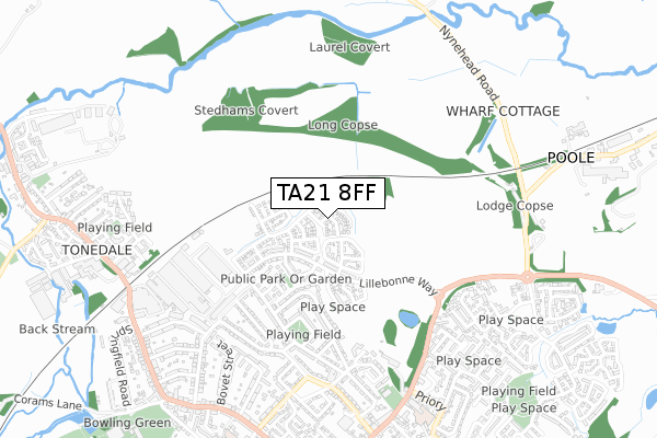 TA21 8FF map - small scale - OS Open Zoomstack (Ordnance Survey)