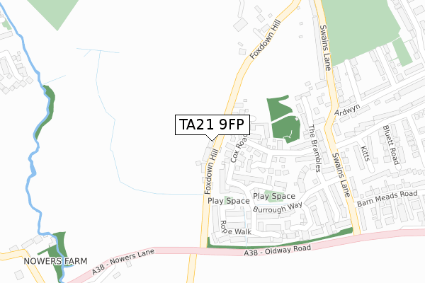 TA21 9FP map - large scale - OS Open Zoomstack (Ordnance Survey)