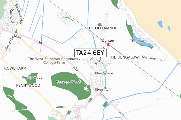 TA24 6EY map - small scale - OS Open Zoomstack (Ordnance Survey)