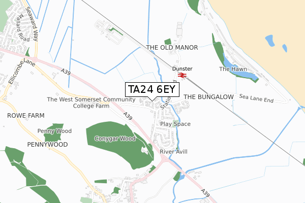 TA24 6EY map - small scale - OS Open Zoomstack (Ordnance Survey) TA24 6EY map - small scale - OS Open Zoomstack (Ordnance Survey)