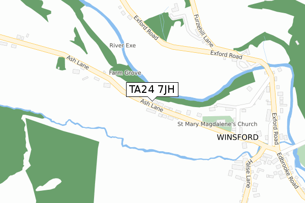 TA24 7JH map - large scale - OS Open Zoomstack (Ordnance Survey)