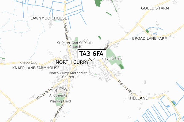 TA3 6FA map - small scale - OS Open Zoomstack (Ordnance Survey)