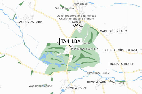 TA4 1BA map - small scale - OS Open Zoomstack (Ordnance Survey)