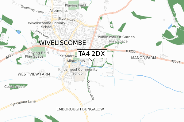 TA4 2DX map - small scale - OS Open Zoomstack (Ordnance Survey)