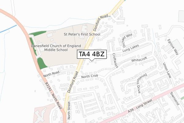 TA4 4BZ map - large scale - OS Open Zoomstack (Ordnance Survey)