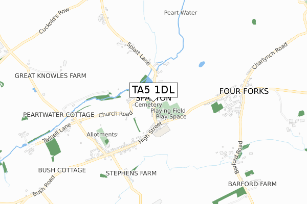 TA5 1DL map - small scale - OS Open Zoomstack (Ordnance Survey)