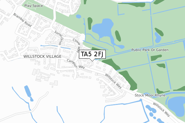 TA5 2FJ map - large scale - OS Open Zoomstack (Ordnance Survey)