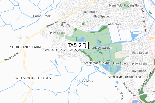 TA5 2FJ map - small scale - OS Open Zoomstack (Ordnance Survey)