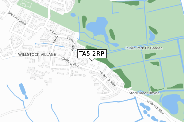 TA5 2RP map - large scale - OS Open Zoomstack (Ordnance Survey)
