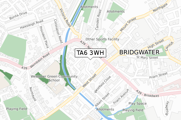 TA6 3WH map - large scale - OS Open Zoomstack (Ordnance Survey)