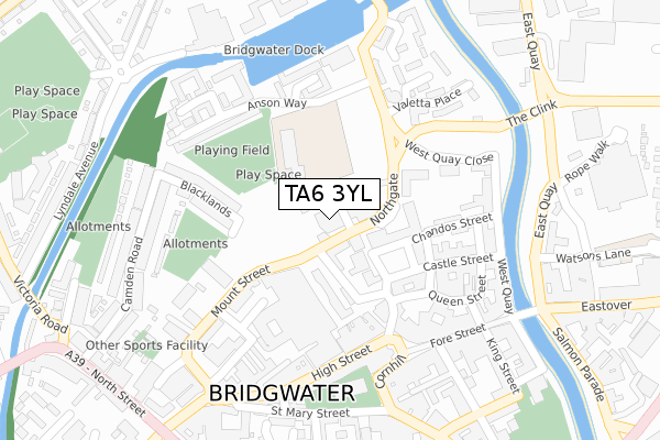 TA6 3YL map - large scale - OS Open Zoomstack (Ordnance Survey)