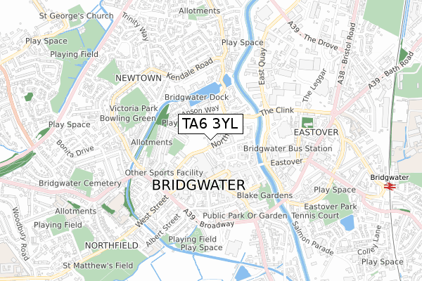 TA6 3YL map - small scale - OS Open Zoomstack (Ordnance Survey)