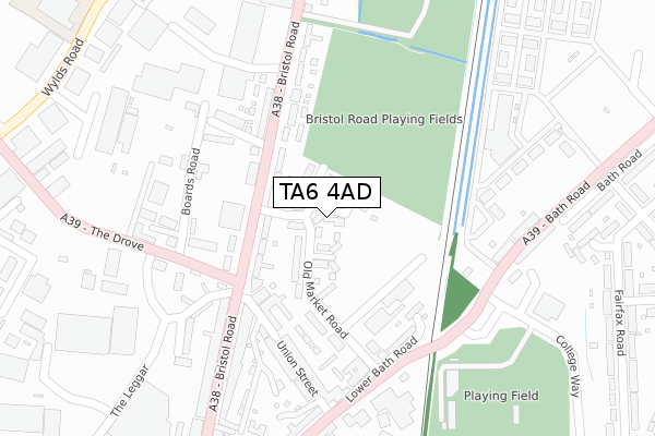 TA6 4AD map - large scale - OS Open Zoomstack (Ordnance Survey)